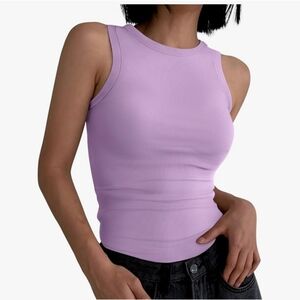 ANRABESS Lilac Ribbed Sleeveless Top